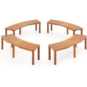 Set of 4 - Outdoor Curved Backless Garden Bench - Around Tree Table or Fire Pit Set of 4 - Outdoor Curved Backless Garden Bench - Around Tree Table or Fire Pit